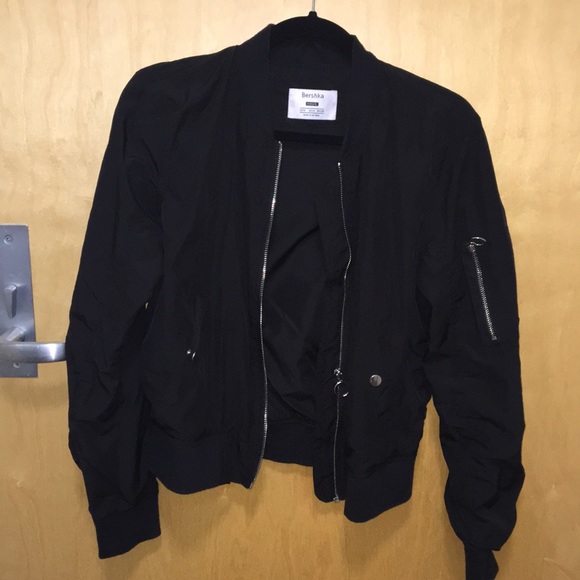 bershka black bomber jacket